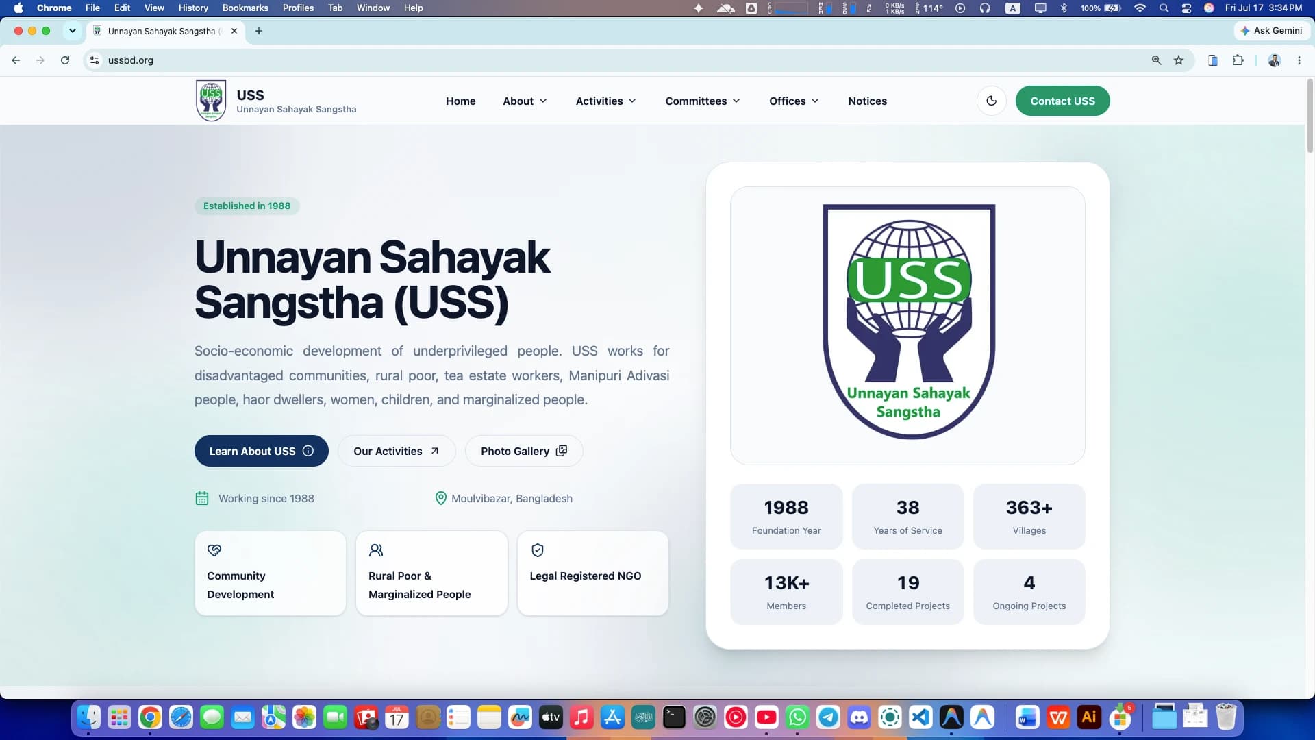 USS BD official website homepage