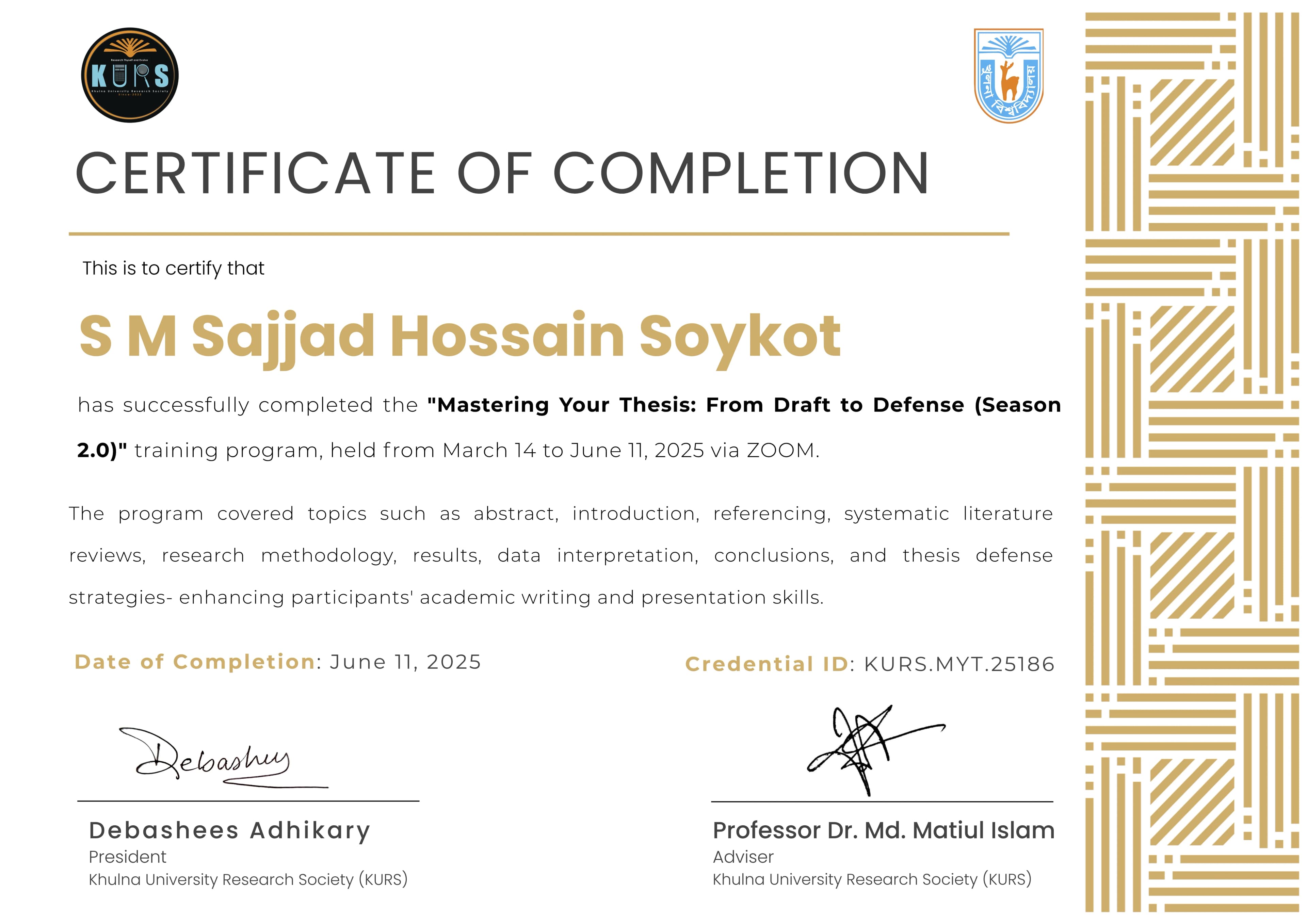 Mastering Your Thesis: From Draft to Defense certificate preview