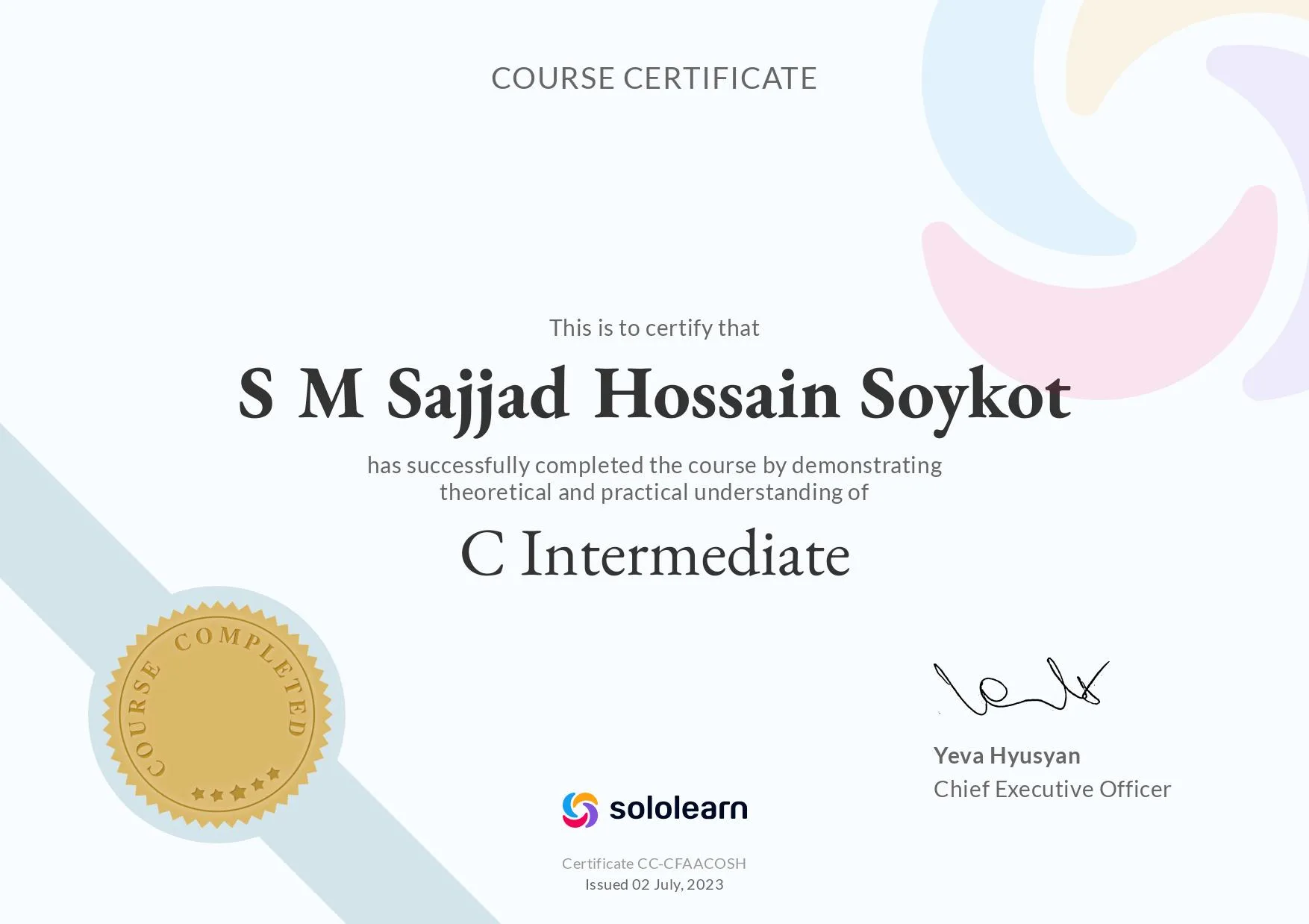 C: Intermediate certificate preview