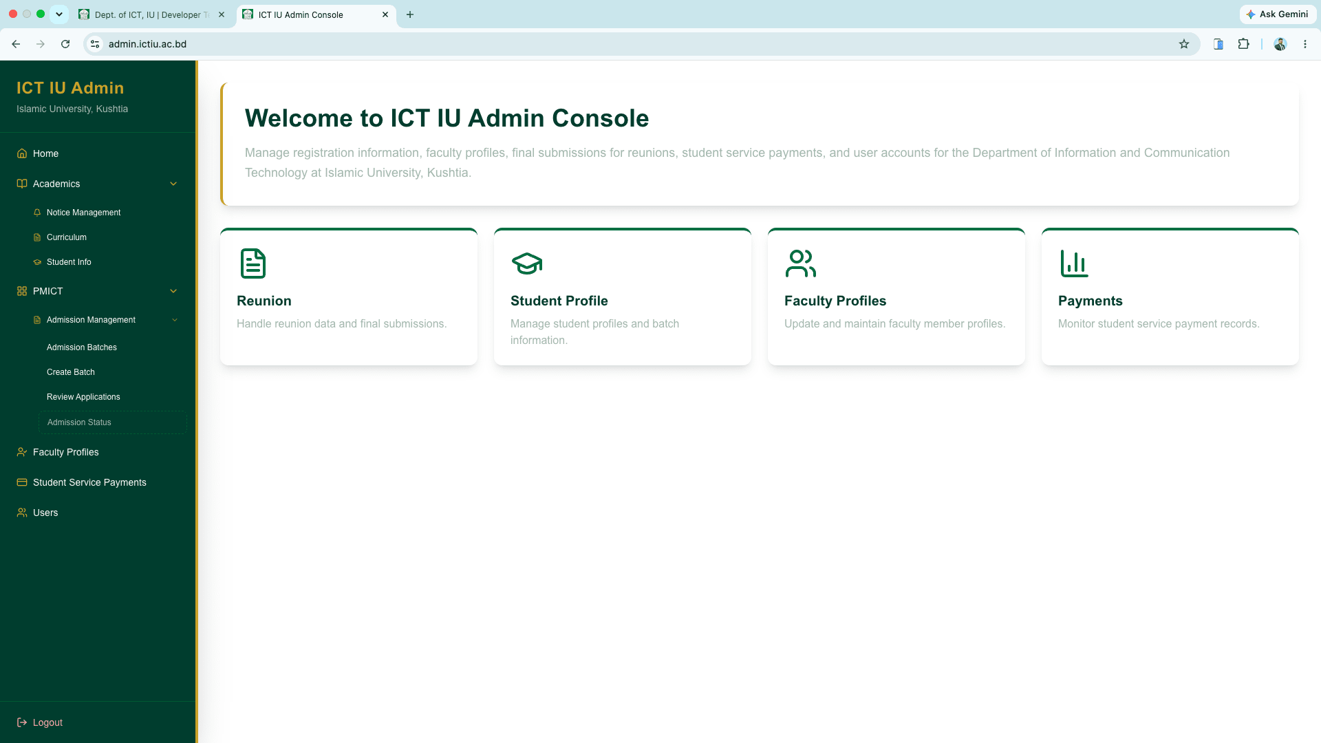 ICT IU administrative workflow