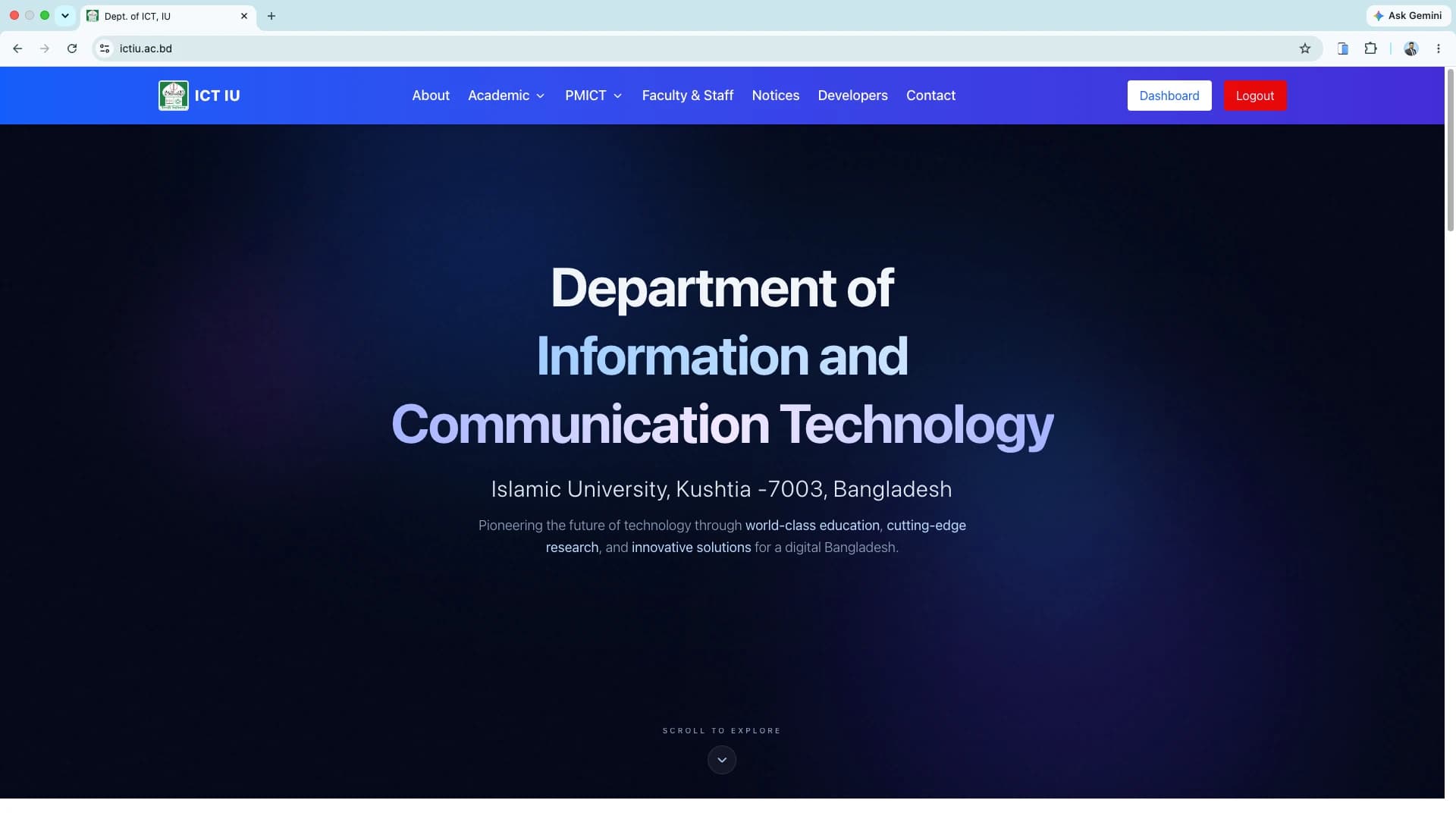 ICT IU official website homepage