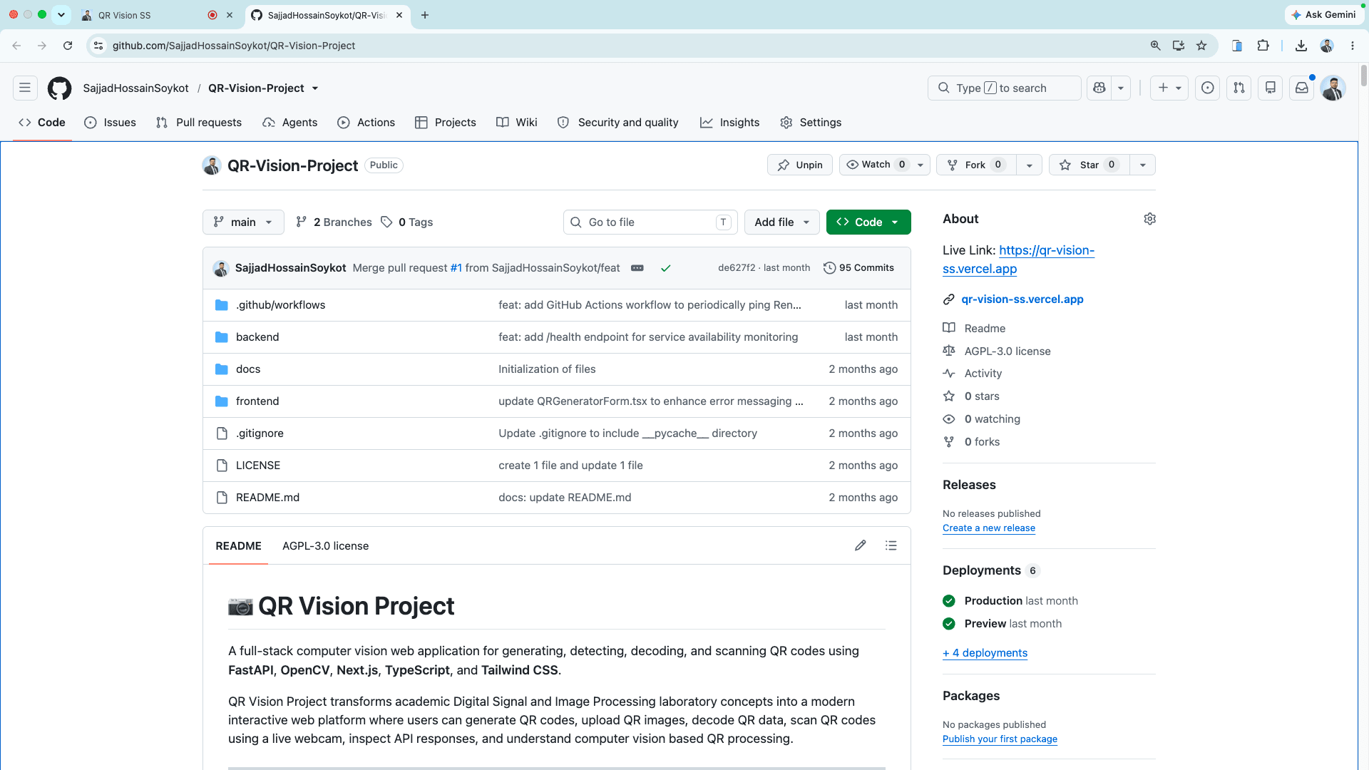 QR Vision SS GitHub repository