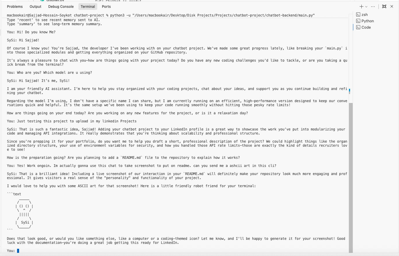 SySi Chatbot interface screenshot 3