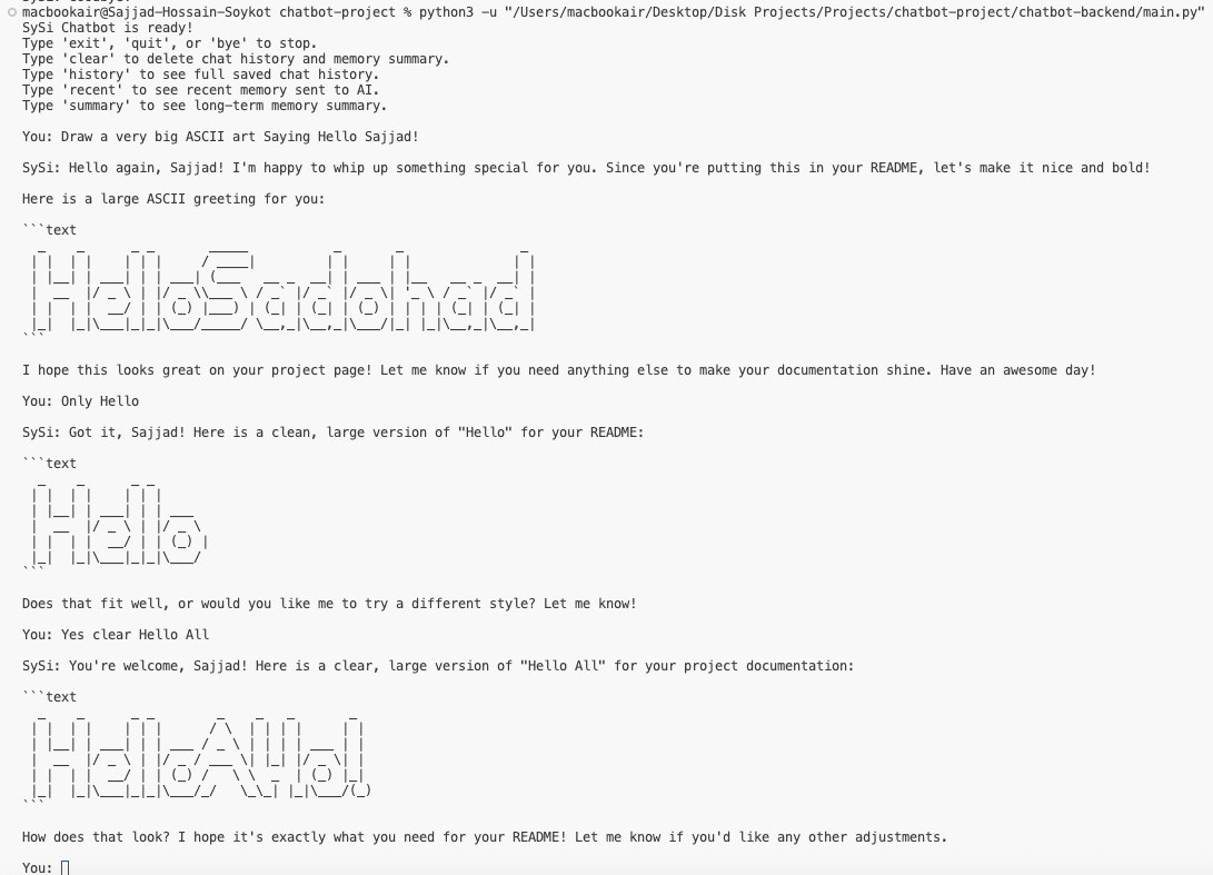 SySi Chatbot interface screenshot 4