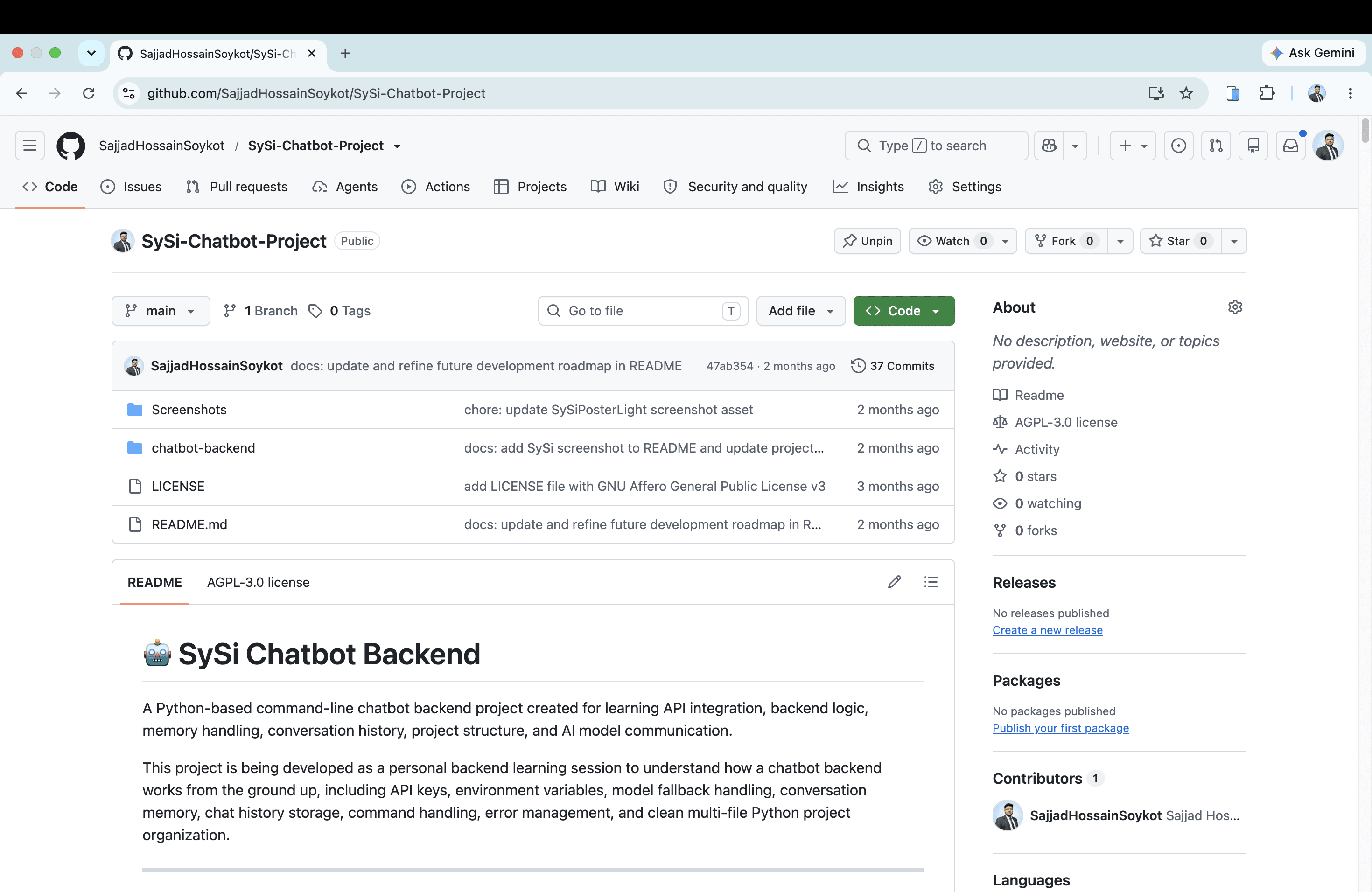 SySi Chatbot GitHub repository