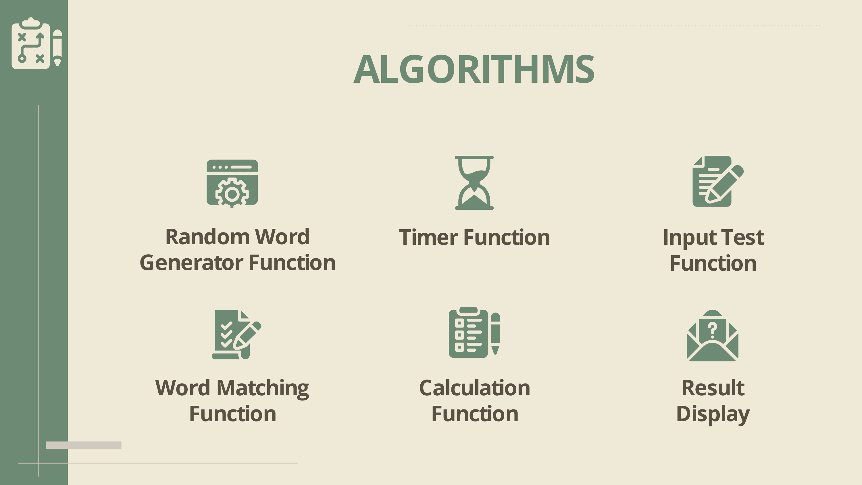 Typing test program flow & algorithm structure