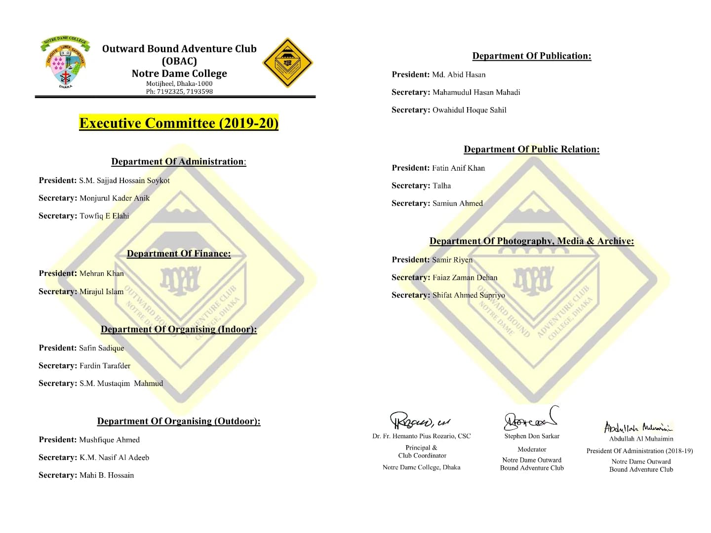 Official Executive Committee 2019-20 Notice