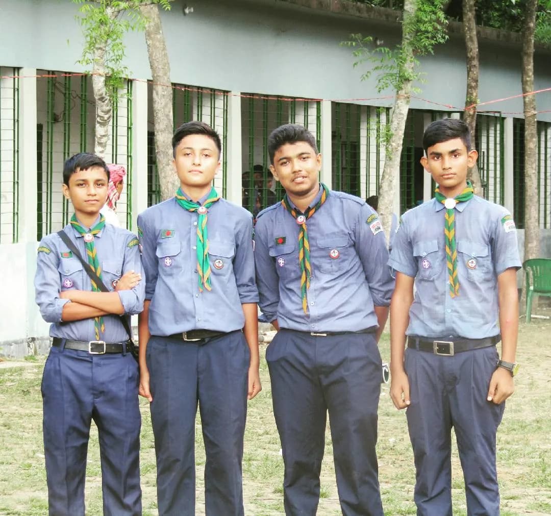 Sajjad with Patrol Leaders at Moulvibazar Govt High School Scouts