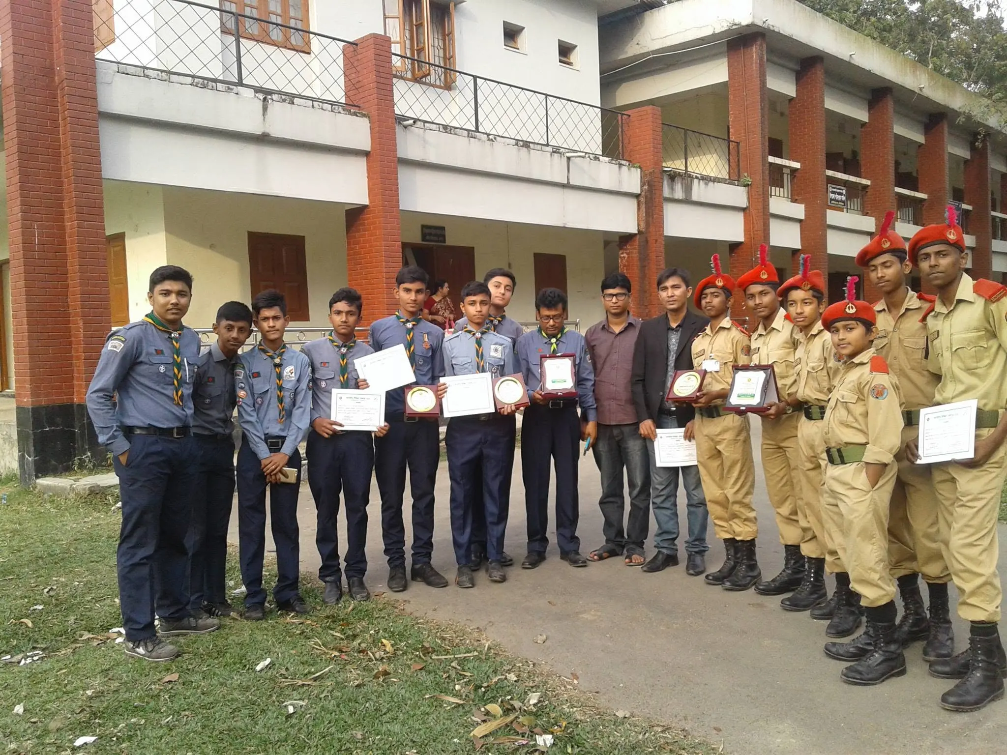 Receiving the Upazila Best Scout Team Award (2017)
