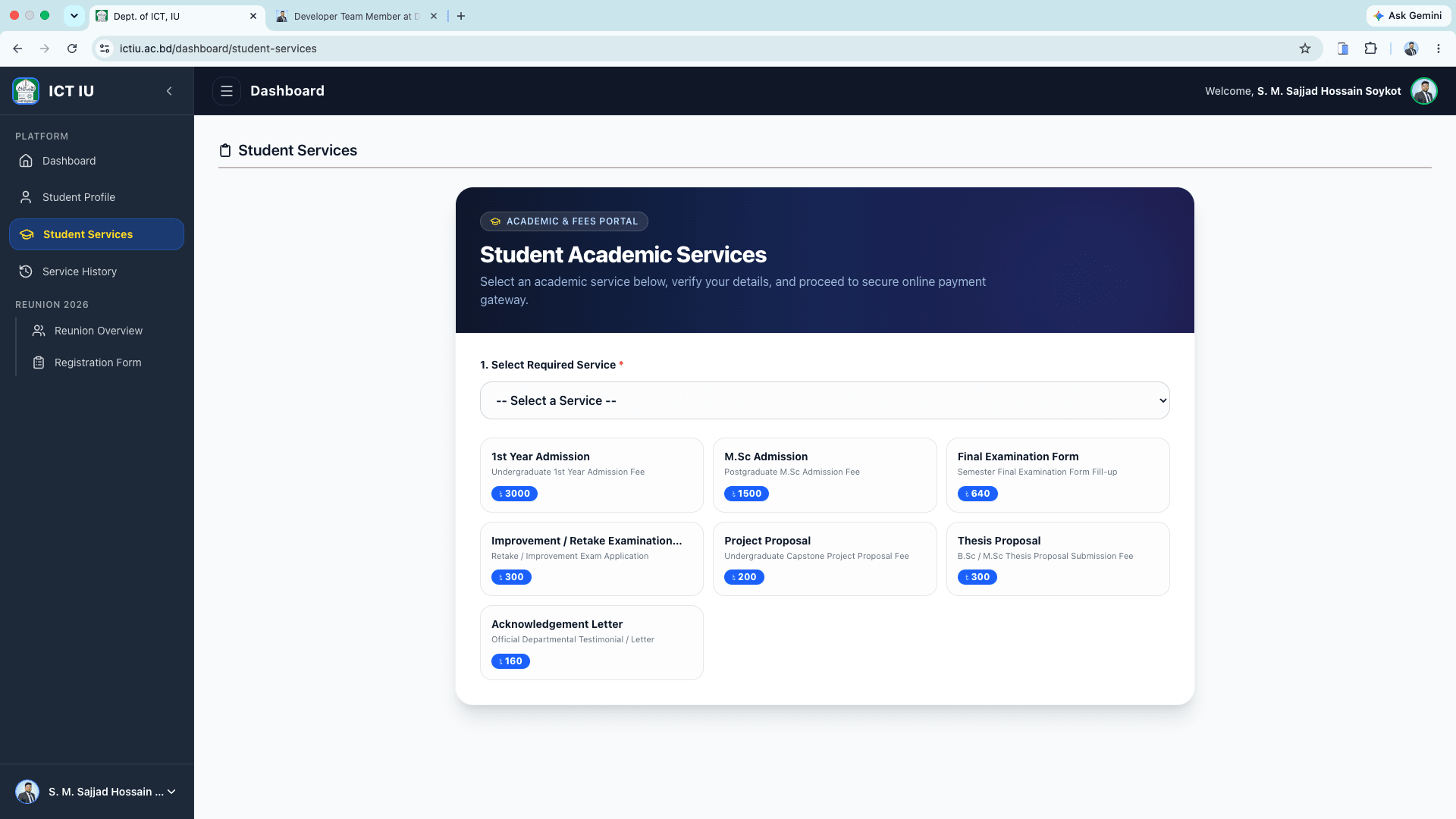 ICT IU student portal