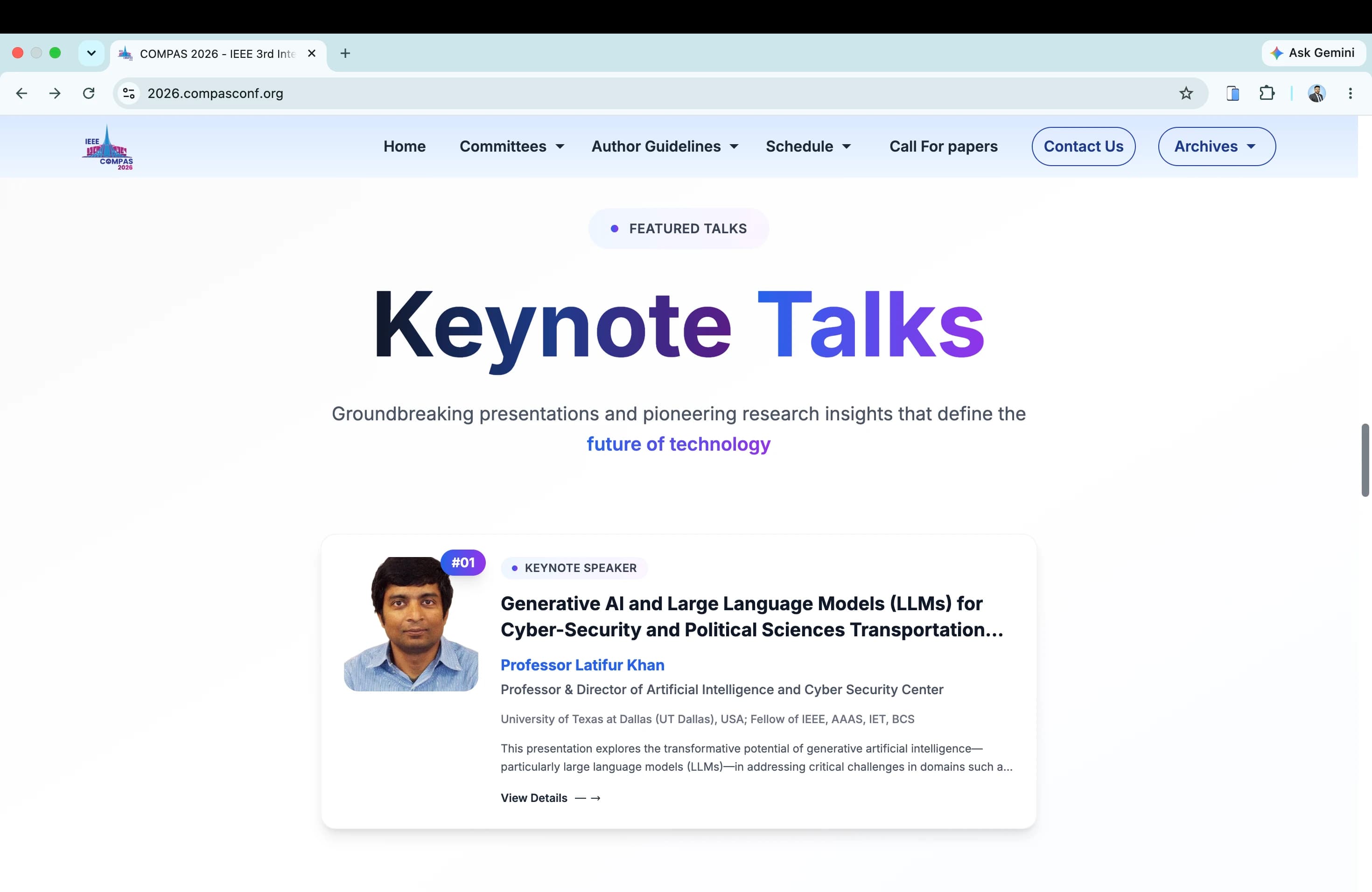 IEEE COMPAS 2026 Keynote Speakers Page